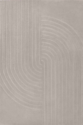 B&Q -  Vikosa Arcura Wool Rug Abstract Living Room In Light Grey