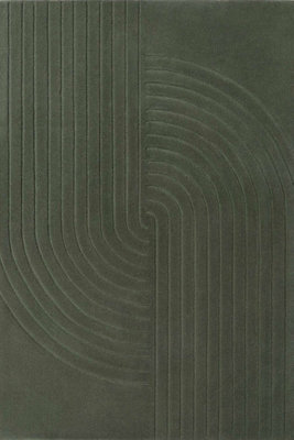 B&Q -  Vikosa Arcura Wool Rug Abstract Living Room In Dark Green