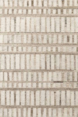 B&Q -  Vikosa  Wool Rug Linara Handcrafted Cream Brown Abstract
