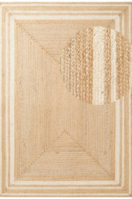 The Rugs Braided Jute Nuru Reversible Living Room Bordered Rug In Beige from B&Q