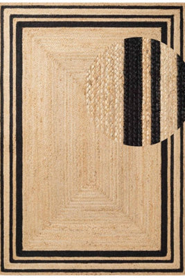 The Rugs Braided Jute Nuru Reversible Living Room Bordered Rug In Black from B&Q