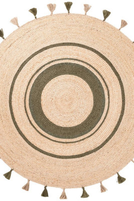 The Rugs Braided Jute Rug Round Basil Natural Handwoven Living Room Rug In Beige from B&Q