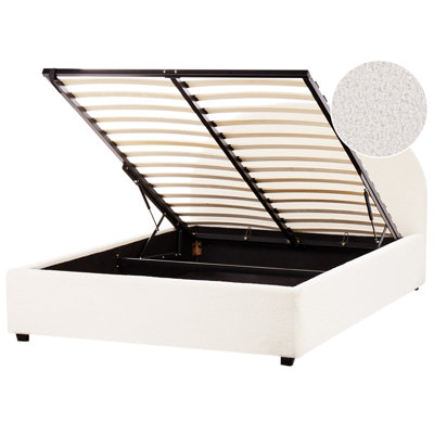 Beliani Ottoman Bed Vaucluse Boucle Off-White 140 X 200 Cm (Eu Double) from B&Q