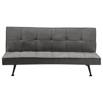 Beliani Sofa Bed 3 Seater Hasle Fabric Dark Grey from B&Q