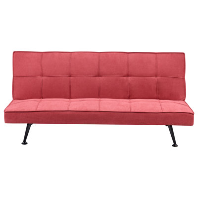 Beliani Sofa Bed 3 Seater Hasle Fabric Red from B&Q