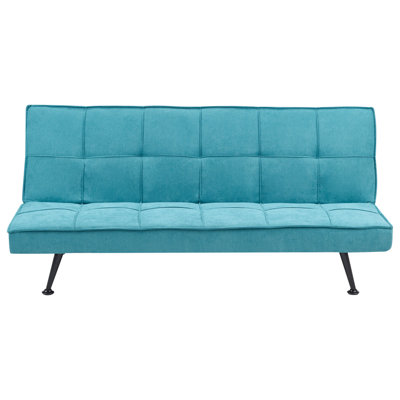 Beliani Sofa Bed 3 Seater Hasle Fabric Sea Blue from B&Q