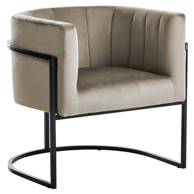 Beliani Black Armchair Larvik Ii Velvet Taupe