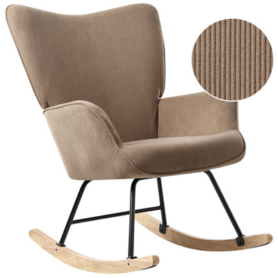Beliani Rocking Chair Arset Corduroy Taupe from B&Q