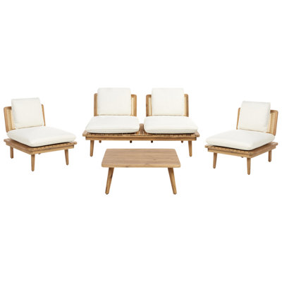 Beliani Garden Lounge Set With Table 4 Seater Accadia Light Beige Certified Acacia Wood