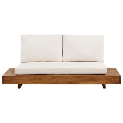 Beliani Garden Sofa 2 Seater Marettimo Certified Acacia Wood Off-White