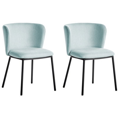 B&Q -  Set Of 2 Dining Chairs Mina Fabric Light Blue