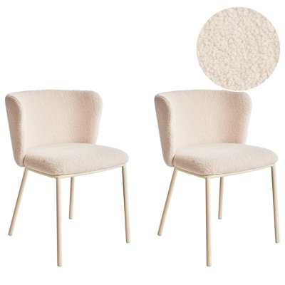 Beliani Set Of 2 Dining Chairs Mina Ii Boucle Light Beige from B&Q