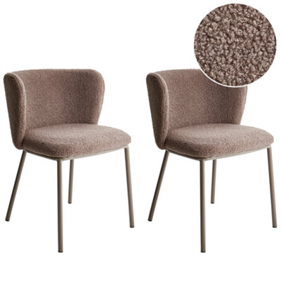 Beliani Set Of 2 Dining Chairs Mina Ii Boucle Light Brown from B&Q