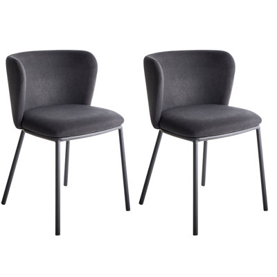B&Q -  Set Of 2 Dining Chairs Mina Fabric Black