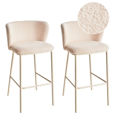 Beliani Set Of 2 Bar Chairs Mina Ii Boucle Light Beige from B&Q