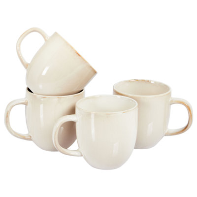 Beliani Set Of 4 Mugs Ginseng Stoneware Light Beige from B&Q