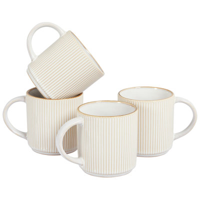 Beliani Set Of 4 Mugs Mugwort Stoneware Light Beige from B&Q