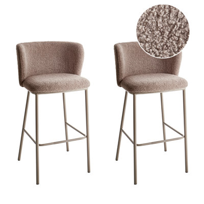 Beliani Set Of 2 Bar Chairs Mina Ii Boucle Brown from B&Q