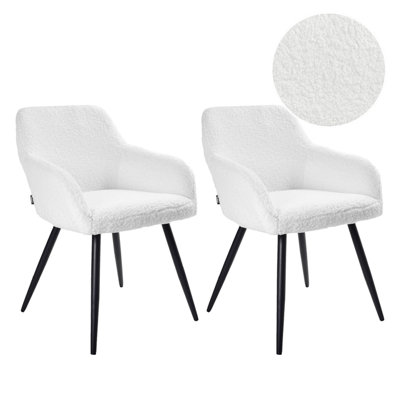 B&Q -  Set Of 2 Dining Chairs Casmalia Boucle Off-White