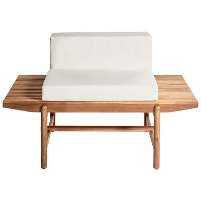 Beliani Garden Bench With Cushion Giaveno 135 Cm Acacia Wood Off-White from B&Q