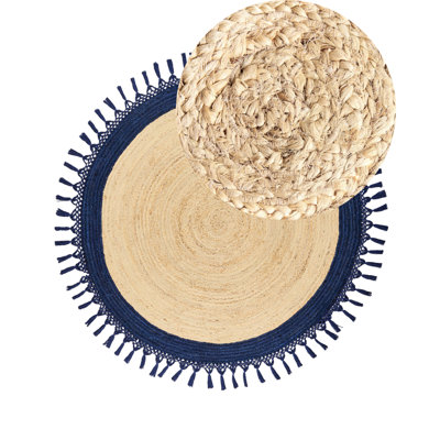 Beliani Rug Marts Dark Blue 140 Cm Jute from B&Q