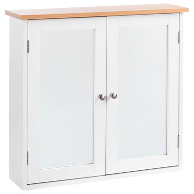 Beliani Bathroom Wall Mounted Mirror Cabinet Alamos 65 Cm 60 Cm White from B&Q