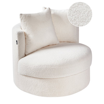 Beliani Swivel Armchair Dalby Boucle White from B&Q