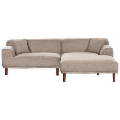 Beliani Corner Sofa 3 Seater Holt Fabric Taupe Left Hand from B&Q
