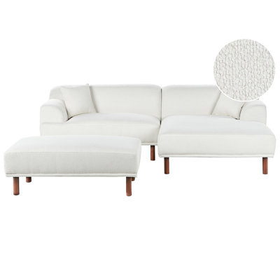 Beliani Corner Sofa 3 Seater Holt Boucle White With Ottoman Left Hand from B&Q