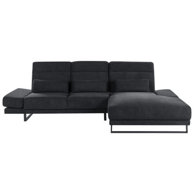 Beliani Corner Sofa 4 Seater Ikast Fabric Black Left Hand from B&Q