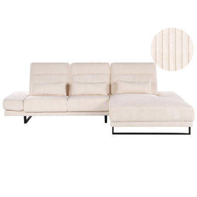 Beliani Corner Sofa 4 Seater Ikast Corduroy Beige Left Hand from B&Q
