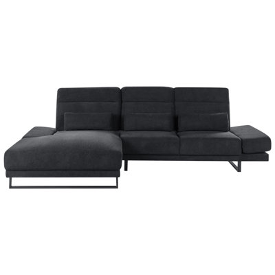 Beliani Corner Sofa 4 Seater Ikast Fabric Black Right Hand from B&Q