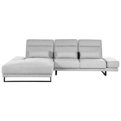 Beliani Corner Sofa 4 Seater Ikast Fabric Light Grey Right Hand from B&Q