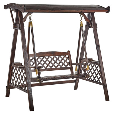 Beliani Patio Swing Senarica Spruce Wood Dark Brown from B&Q