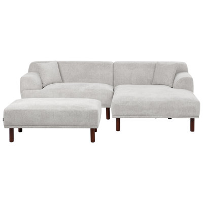 Beliani Corner Sofa 3 Seater Holt Fabric Light Grey With Ottoman Left Hand from B&Q