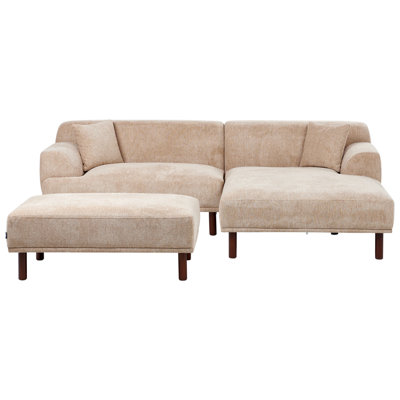 Beliani Corner Sofa 3 Seater Holt Fabric Beige With Ottoman Left Hand from B&Q