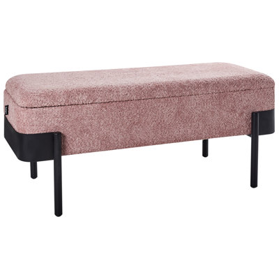 Beliani Upholstered Storage Bench Warren Chenille Pink from B&Q