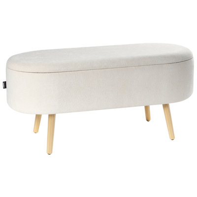 Beliani Upholstered Storage Bench Oklahoma Chenille Off-White from B&Q