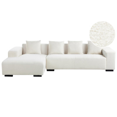 Beliani Corner Sofa 4 Seater Lungo Boucle White Right Hand from B&Q