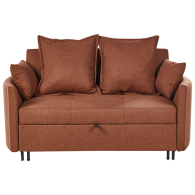 Beliani Sofa Bed 2 Seater Hovin Fabric Golden Brown from B&Q