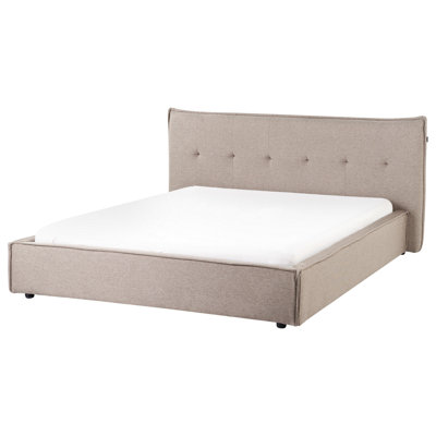 Beliani Waterbed Faux Linen Lestre 160 X 200 Cm (Eu King Size) Taupe from B&Q