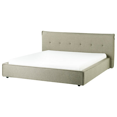 Beliani Waterbed Faux Linen Lestre 180 X 200 Cm (Eu Super King) Green from B&Q