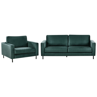Beliani Living Room Set 4 Seater Savalen Velvet Dark Green from B&Q