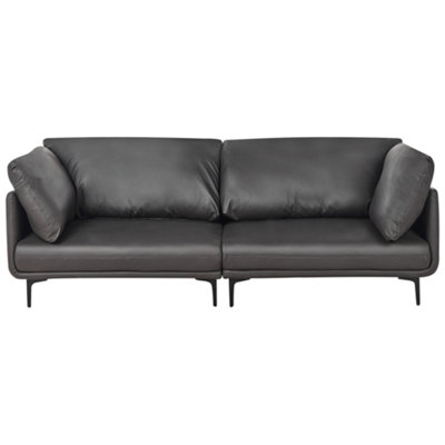 Beliani 3 Seater Vegan Leather Sofa Revsnes Black