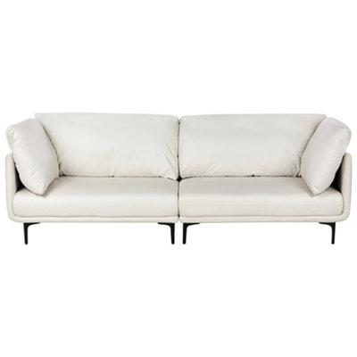 Beliani 3 Seater Vegan Leather Sofa Off Revsnes White