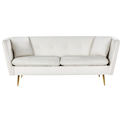Beliani Sofa 3 Seater Frederica Velvet Off-White from B&Q