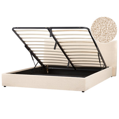 Beliani Ottoman Bed Boucle Lavaur 180 X 200 Cm (Eu Super King) Beige from B&Q
