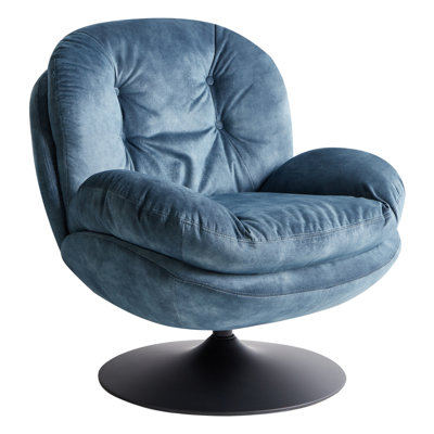Beliani Swivel Armchair Nolvik Velvet Dark Blue from B&Q