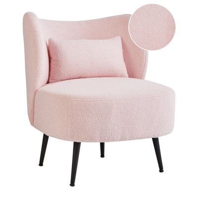 B&Q -  Armchair Otsby Boucle Pastel Pink