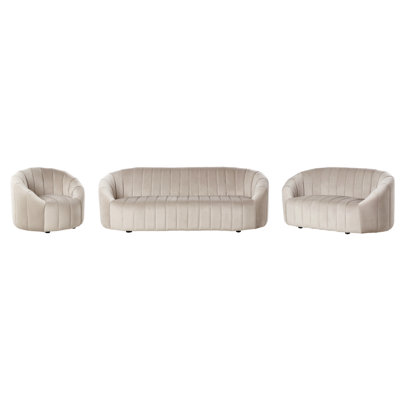 Beliani Living Room Set 6 Seater Malung Velvet Beige from B&Q